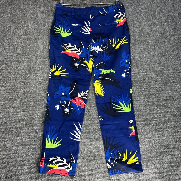 Polo Golf Ralph Lauren Pants Womens 2 Blue Cotton Stretch Crop Tropical Print - Picture 7 of 10